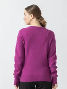 B.Copenhagen Round Neck Long Sleeves Fuzzy Pullover Sweater