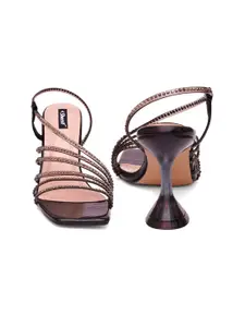 Sherrif Shoes Strappy Embellished Party Block Heels With Backstrap