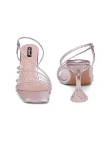 Sherrif Shoes Strappy Embellished Party Block Heels With Backstrap