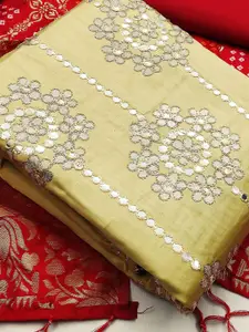 MANVAA Ethnic Motifs Embellished Gotta Patti Unstitched Dress Material