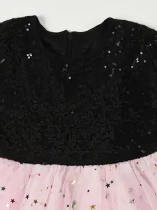 Bella Moda Girls Embellished Sequined Net Fit & Flare Dress