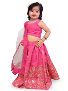 BAESD Girls Floral Embroidered Sequinned Ready to Wear Lehenga & Blouse With Dupatta