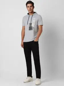 Peter England Casuals Graphic Printed Hooded Sweatshirt