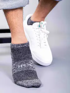 HRX by Hrithik Roshan Men Pack Of 3 Blue, Beige & Grey Patterned Cotton Ankle Length Socks