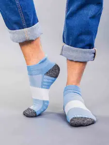 HRX by Hrithik Roshan Men Grey Colourblocked Pack Of 3 Cotton Ankle-Length Socks