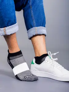 HRX by Hrithik Roshan Men Pack Of 3 Blue & Grey Patterned Cotton Ankle Length Socks