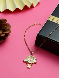 EL REGALO Gold-Plated Enamelled Contemporary Pendant With Chain