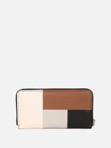 Van Heusen Woman Colourblocked Wrist Loop Leather Zip Around Wallet