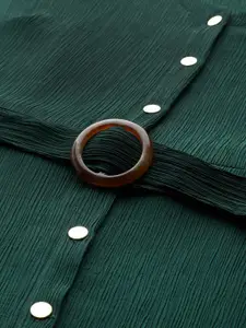 Chemistry Crinkle Effect A-Line Dress with Belt