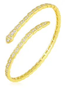 Peora Women Cubic Zirconia Gold-Plated Cuff Bracelet
