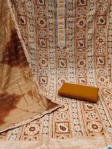 MANVAA Ethnic Motifs Printed Gotta Patti Detailed Unstitched Dress Material