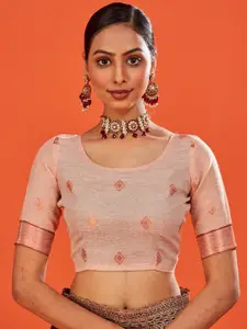 Mitera Beige Ethnic Motifs Woven Designed Banarasi Saree