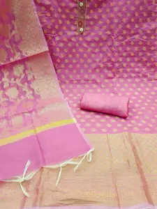 MANVAA Floral Woven Design Gotta Patti Unstitched Dress Material