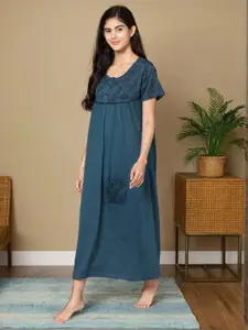 Kryptic Floral Printed Pure Cotton Maxi Nightdress