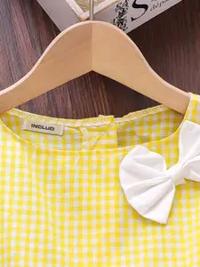 INCLUD Girls Checked Bow Fit & Flare Dress