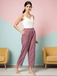 Kryptic Women Checked Pure Cotton Breathable Lounge Pants