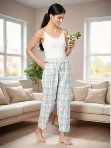 Kryptic Women Checked Pure Cotton Breathable Lounge Pants