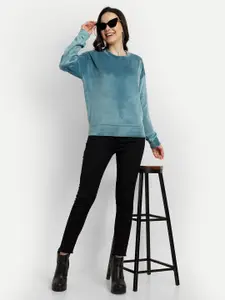 The Roadster Lifestyle Co.. Blue Round Neck Long Sleeves Pullover