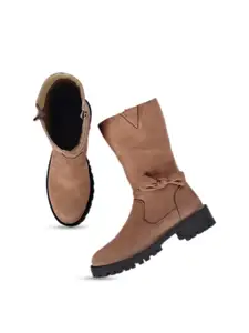 yoho Women High Top Knotted Detail Suede Regular Boots