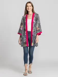 SHAYE Floral Printed Open Front Shrug