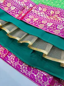 Fabcartz Lime Green Semi-Stitched Lehenga & Unstitched Blouse With Dupatta