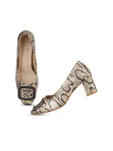 Bella Rosa Sleazy Embellished Printed Square Toe Block Pumps