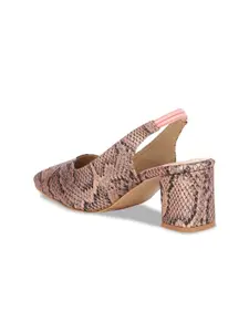 Bella Rosa Leaper Printed Square Toe Block Pumps With Backstrap