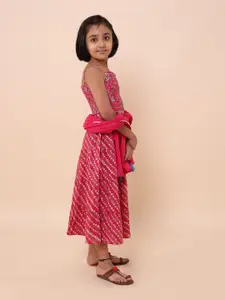 Sangria Girls Printed Pure Cotton Ready To Wear Lehenga Choli With Dupatta