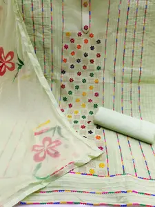 MANVAA Floral Printed Gotta Patti Unstitched Dress Material