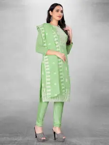 MANVAA Floral Embroidered Mirror Work Unstitched Dress Material