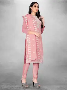 MANVAA Floral Embroidered Mirror Work Unstitched Dress Material