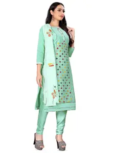 MANVAA Floral Printed Gotta Patti Unstitched Dress Material