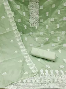 MANVAA Floral Embroidered Mirror Work Unstitched Dress Material