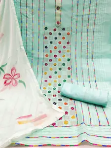 MANVAA Floral Printed Gotta Patti Unstitched Dress Material