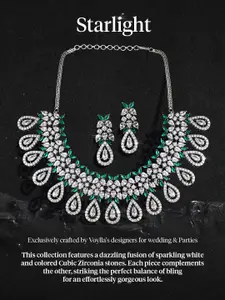 Voylla Rhodium-Plated CZ Studded Finger Ring