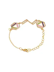 Voylla Benzene Gold-Plated Enamelled Link Bracelet