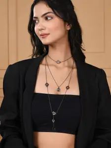 Voylla Brass Rhodium-Plated Layered Necklace