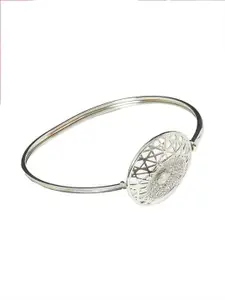 Voylla Sparkling Elegance Rhodium-Plated Bangle-Style Bracelet