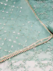 KALINI Sequinned Embellished Organza Unstitched Dress Material