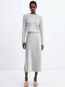 MANGO Party Stiletto Heel With Feather Decoration