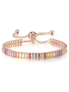 Jewels Galaxy Rose Gold-Plated Cubic Zirconia Wraparound Bracelet