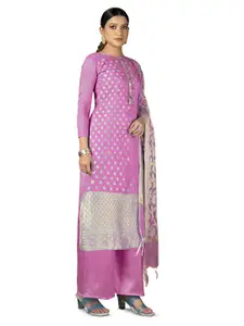 MANVAA Ethnic Motif Woven Design Zari Banarasi Unstitched Dress Material