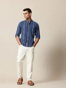 Mr Bowerbird Striped Organic Cotton Tailored Fit Opaque Casual Shirt