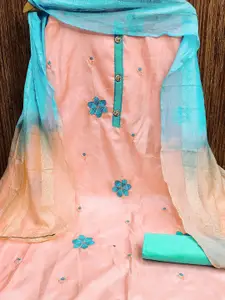 MANVAA Floral Embroidered Pure Silk Unstitched Dress Material