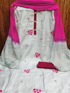 MANVAA Ethnic Motifs Embroidered Thread Work Pure Silk Unstitched Dress Material