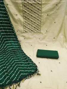 MANVAA Floral Embroidered Yoke Design Sequinned Unstitched Dress Material