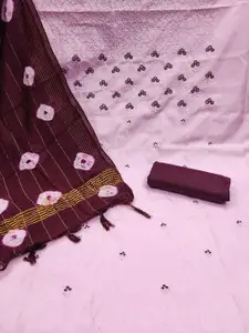 MANVAA Pink Floral Embroidered Unstitched Dress Material