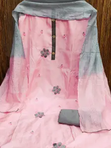 MANVAA Ethnic Motifs Embroidered Thread Work Pure Silk Unstitched Dress Material