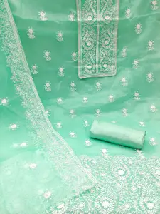 MANVAA Ethnic Motifs Embroidered Organza Unstitched Dress Material