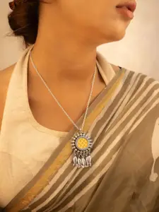 Shyle 925 Sterling Silver Mizoya Fish Drop Circle Pendant With Chain